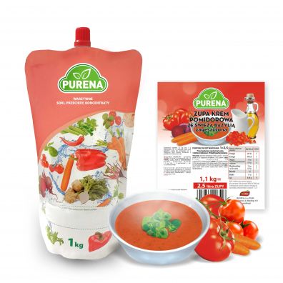 Purena Koncentrat zagszczonej zupy krem pomidorowej ze wie bazyli na 4l 1.1 kg