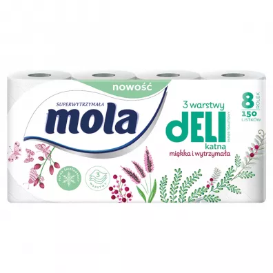 Mola Papier toaletowy nienobiay 3-warstwowy 8 szt.