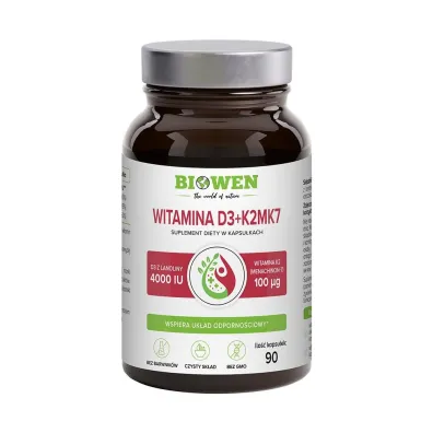 Biowen Witamina D3 4000 + K2 100 MK7 Suplement diety 90 kaps.