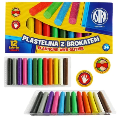 Astra Plastelina z brokatem 12 szt.