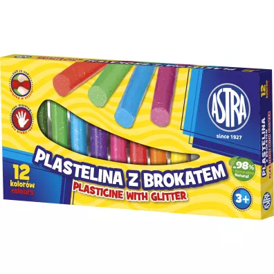Astra Plastelina z brokatem 12 szt.