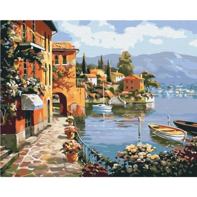 Brushme Malowanie po numerach - Przytulne Miasto Nadmorskie 40x50cm