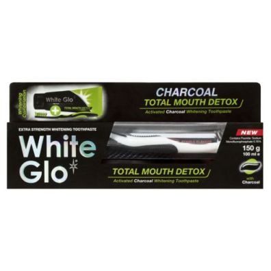 White Glo Charcoal Total Mouth Detox pasta do zbw z aktywnym wglem + szczoteczka 100 ml