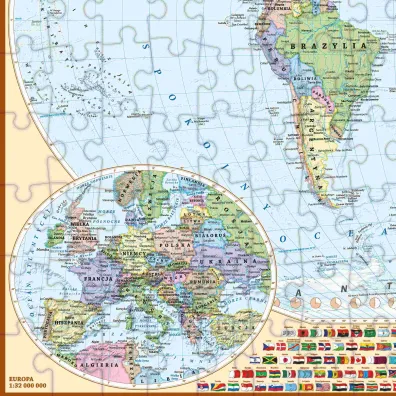 Puzzle 200 el. �wiat polityczny dla dzieci mapa ArtGlob