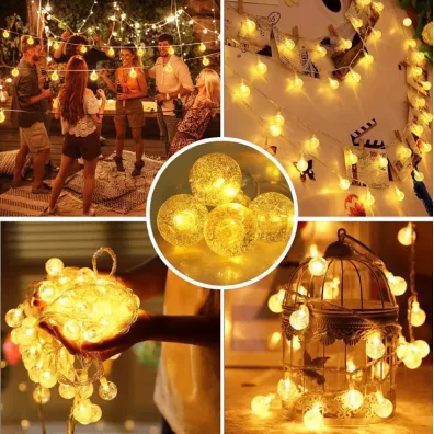 Lampki LED �a�cuch kulki  �lub wesele 10m 100LED ciep�y bia�y