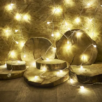 Lampki LED �a�cuch kulki  �lub wesele 10m 100LED ciep�y bia�y