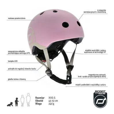 Zestaw Highwaykick 1 2w1 Je�dzik i hulajnoga tr�jko�owa + Kask XXS-S 1-5 lat Rose Scootandride