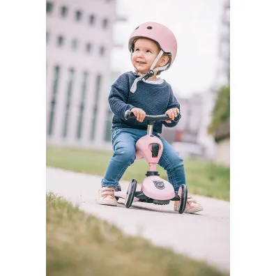 Zestaw Highwaykick 1 2w1 Je�dzik i hulajnoga tr�jko�owa + Kask XXS-S 1-5 lat Rose Scootandride