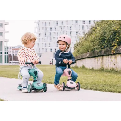 Zestaw Highwaykick 1 2w1 Je�dzik i hulajnoga tr�jko�owa + Kask XXS-S 1-5 lat Rose Scootandride