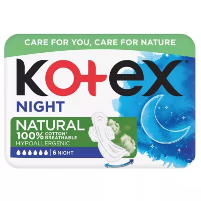 Kotex Natural Night Podpaski na noc 6 szt.