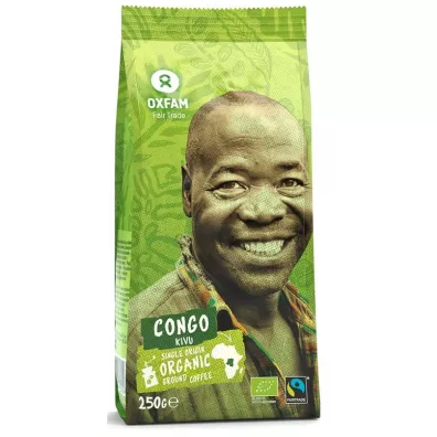 Oxfam Fair Trade Kawa mielona Arabica 100% z okolic jeziora Kivu fair tade 250 g Bio