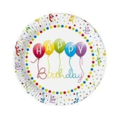 Godan Talerzyki papierowe Happy Birthday 23cm 8 szt.