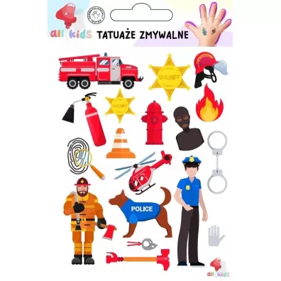 Tatua�e zmywalne dla dzieci Stra�ak i policjant All4Kids