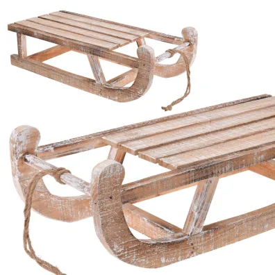 Koopman Sanki dekoracyjne drewniane bielone 50