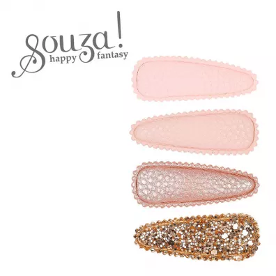 Souza! Spinki do wosw rowe z ekoskry i brokatowa zota Aggy 4 szt.