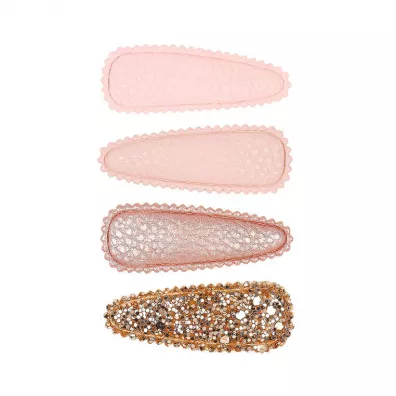 Souza! Spinki do wosw rowe z ekoskry i brokatowa zota Aggy 4 szt.