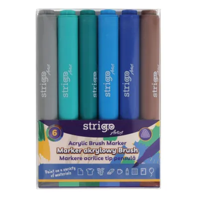 Strigo Markery akrylowe tr�jk�tne ko�c�wka Brush 6 szt.
