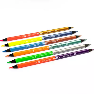 Milan Kredki podw�jne Bicolor Fluo/metalizowane 12 kolor�w 6 szt.