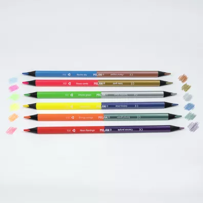 Milan Kredki podw�jne Bicolor Fluo/metalizowane 12 kolor�w 6 szt.