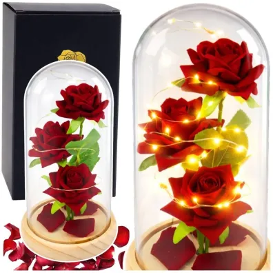 LeanToys Wieczne R�e W Szklanej Kopule O�wietlenie Led