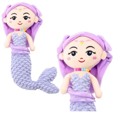 Syrenka pluszowa z koralami fioletowa 32cm LeanToys