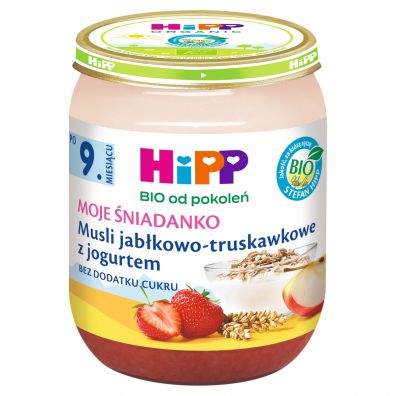 Hipp Moje niadanko Musli jabkowo-truskawkowe z jogurtem po 9. miesicu 160 g Bio