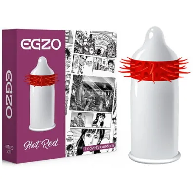 Egzo Hot Red prezerwatywa z pieszcz�cymi kolcami Soft