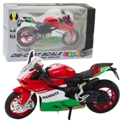Motocykl metalowy ze �wiat�em i d�wi�kiem 1:12 LeanToys