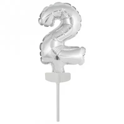 Amscan Balon foliowy mini cyfra 2 srebrna 8x12cm