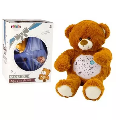 Pluszowy usypiacz Mi� �wiat�a d�wi�ki br�zowy LeanToys