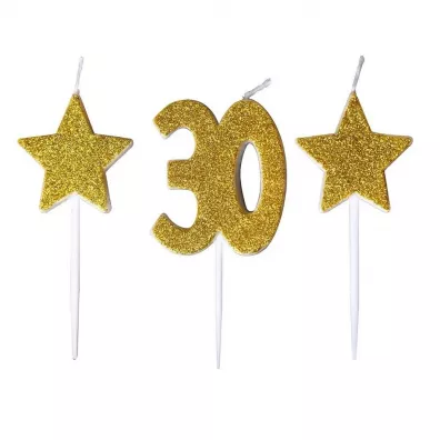 GoParty �wieczki urodzinowe 30 z gwiazdkami