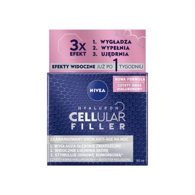 Nivea Hyaluron Cellular Filler + Widoczne Ujdrnienie przeciwzmarszczkowy krem na noc 50 ml