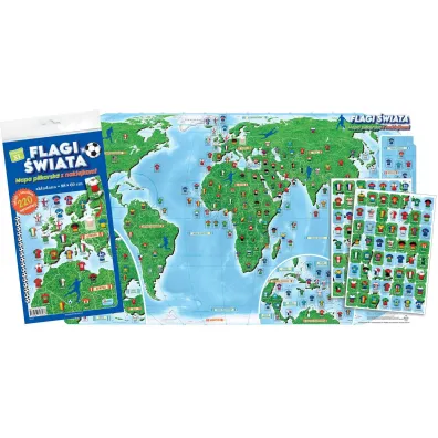 MAPA SWIATA FLAGI PILKARSKIE NAKL 98X60CM B/C 1