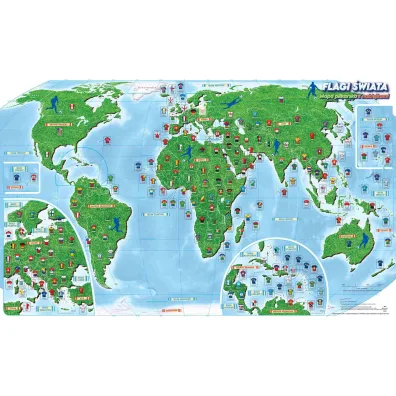 MAPA SWIATA FLAGI PILKARSKIE NAKL 98X60CM B/C 1