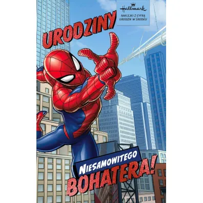 Kukartka Karnet Urodziny Spider Man, naklejane cyfry (11x17cm) DHS-027