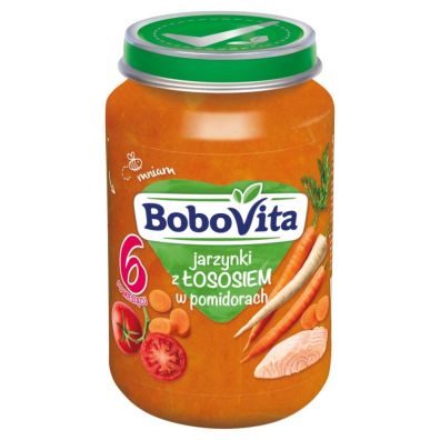 BoboVita Jarzynki z łososiem w pomidorach po 6. miesiącu 190 g