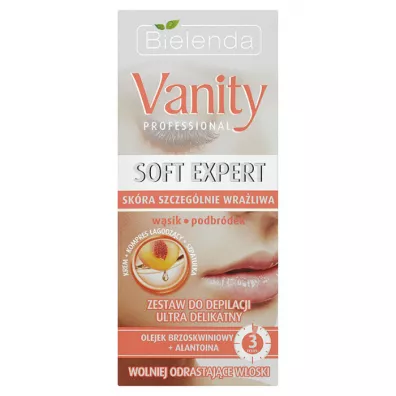 Bielenda Vanity Professional Soft Expert zestaw do depilacji twarzy ultra delikatny krem + kompres + szpatu�ka