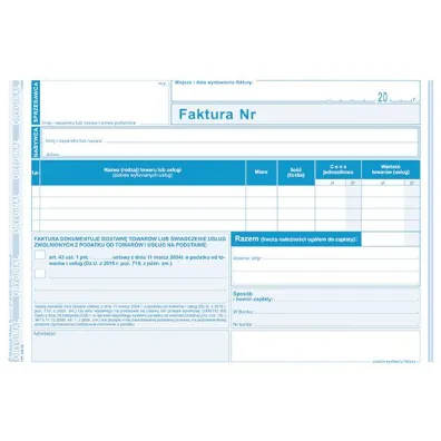Michalczyk i Prokop Druk Faktura Czynno�ci Zwolnione z podatku A5
