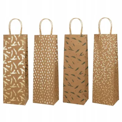 incood. Torba na butelk� 11x35cm kraft Ga��zki