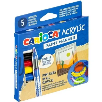 Carioca Markery akrylowe z p�dzelkiem 5 kolor�w