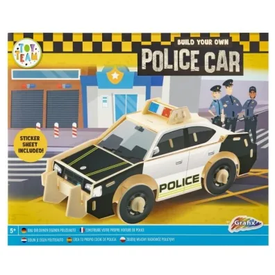 Drewniana konstrukcja pojazdu 3D Policja Grafix