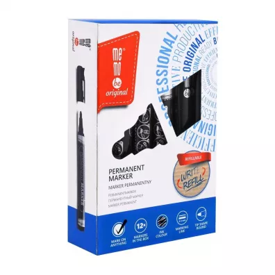 Marker permanentny czarny MemoBe 12 szt.