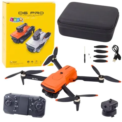 Dron D6 PRO podw�jna Kamera HD LED pomara�czowy LeanToys