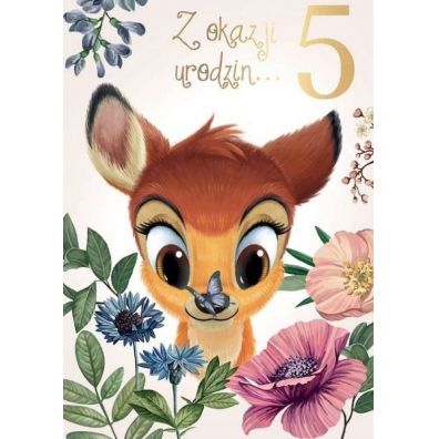 Kukartka Karnet B6 DS-034 Urodziny 5 Bambi