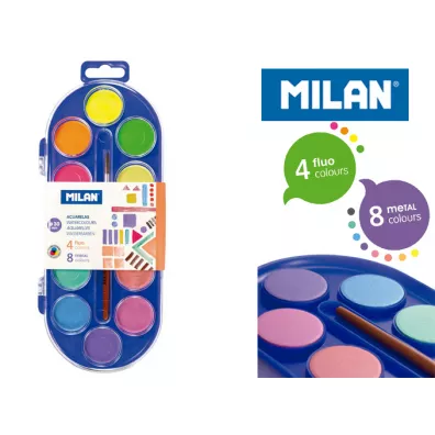 Milan Farby akwarelowe + pdzel 12 kolorw