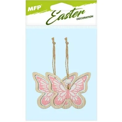 MFP Motyle zawieszka r�owa drewniana 7cm 2szt.
