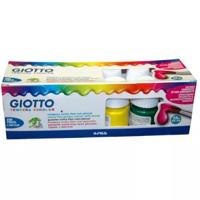 Giotto Farby Tempera Escolar + p�dzelek 12 x 25 ml