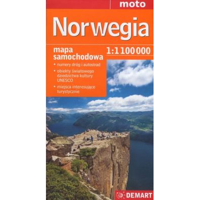 Norwegia - mapa samochodowa 1:1100000