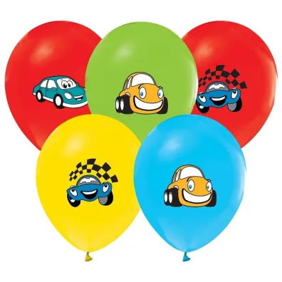 Balon dekoracyjny 12  Samochody op.5 szt. Party GODAN GZ-SMK5