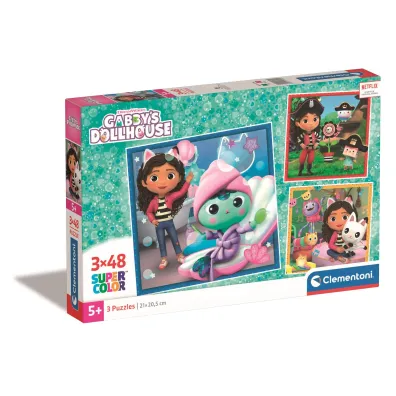 Puzzle 3x48 el. SuperColor. Koci Domek Gabi Clementoni